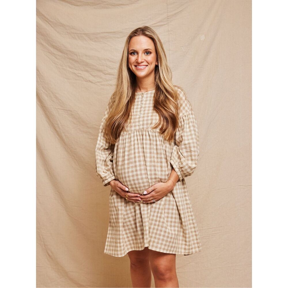 Able Beige Plaid Mini Dress - Picture 4 of 13